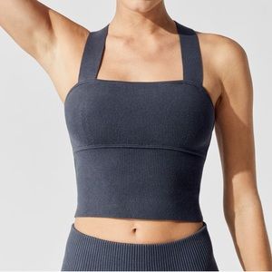 Thick Ribbed Crossback Longline Sweater Bra